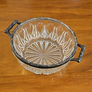 Webster Wilcox 9" Cut Glass Bowl.  Silverplated / Made in Italy.